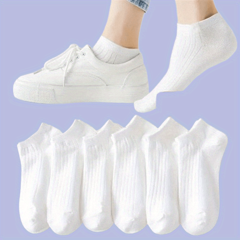 

5 Pairs Unisex Ankle Socks, 80% Polyester 20% Elastane, Solid Color, Knit Fabric, 320g/m², Invisible Sweat-absorbent, Low Cut Athletic Crew Socks