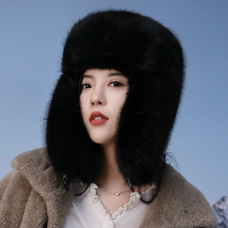 

Fur Beanie, Women's Warm Windproof Fur Pompom Hat, Leather Cap With Ear Warmer, Multiple Styles, Snap Closure, And Stylish