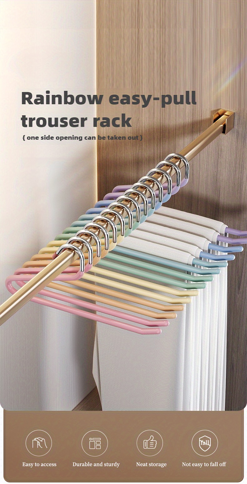 10pcs rainbow swan pants hangers   non slip space saving clothes rack for home dorms   design stainless steel details 0