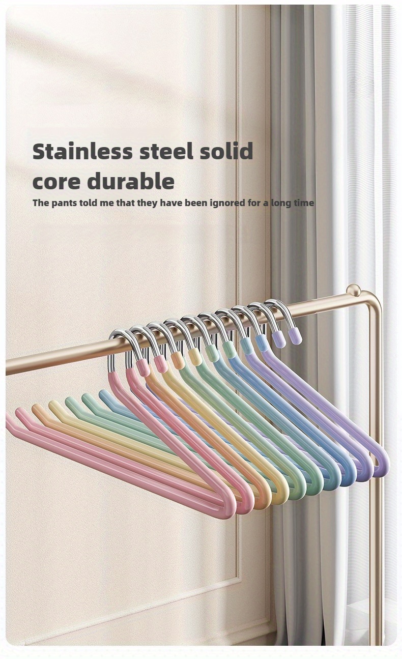 10pcs rainbow swan pants hangers   non slip space saving clothes rack for home dorms   design stainless steel details 2