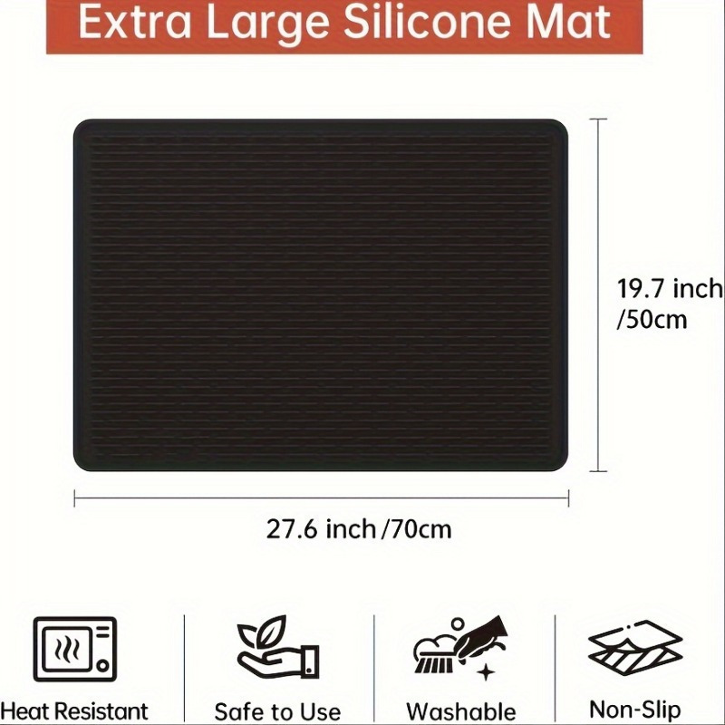 extra large silicone stove top protector 28 x20 heat resistant non slip waterproof with raised edges ideal for electric gas ranges kitchen essentials black details 2