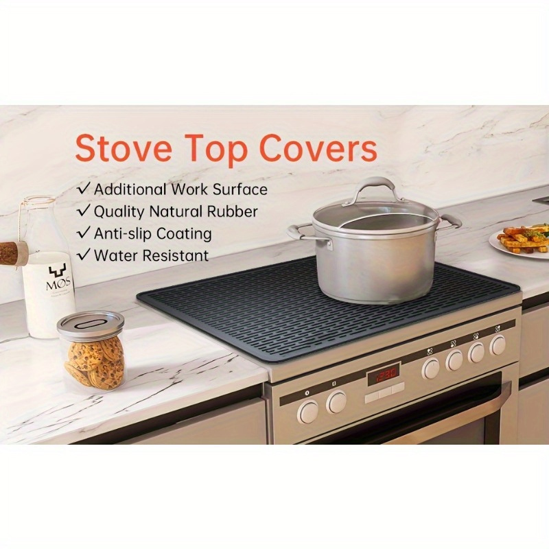 extra large silicone stove top protector 28 x20 heat resistant non slip waterproof with raised edges ideal for electric gas ranges kitchen essentials black details 6