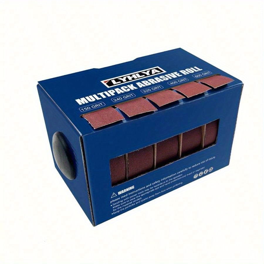 Emery Cloth Roll, 6 Grits 1'' X 19.7' Sand Paper Roll With Dispenser, 80 150 240 320 400 600 Grit Sandpaper Assortment Wet Sanding Paper Metal Automotive Furni