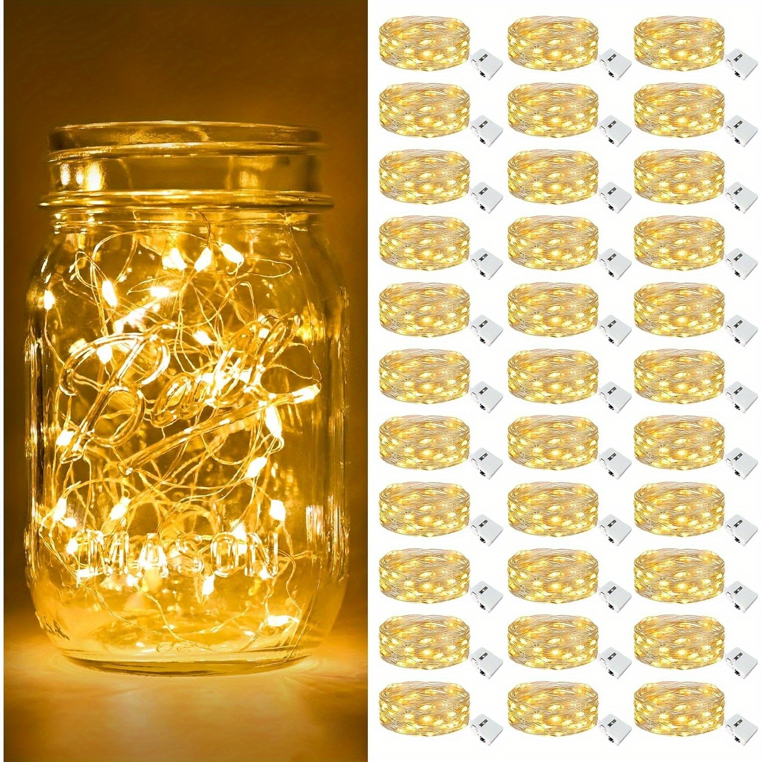 

Value 30-pack Led Fairy Lights - 3 , 6.5ft 20-led Lights For Mason Jars, Mini String Lights For Diy Parties, Weddings, Christmas, Valentine's Day Decorations Warm White