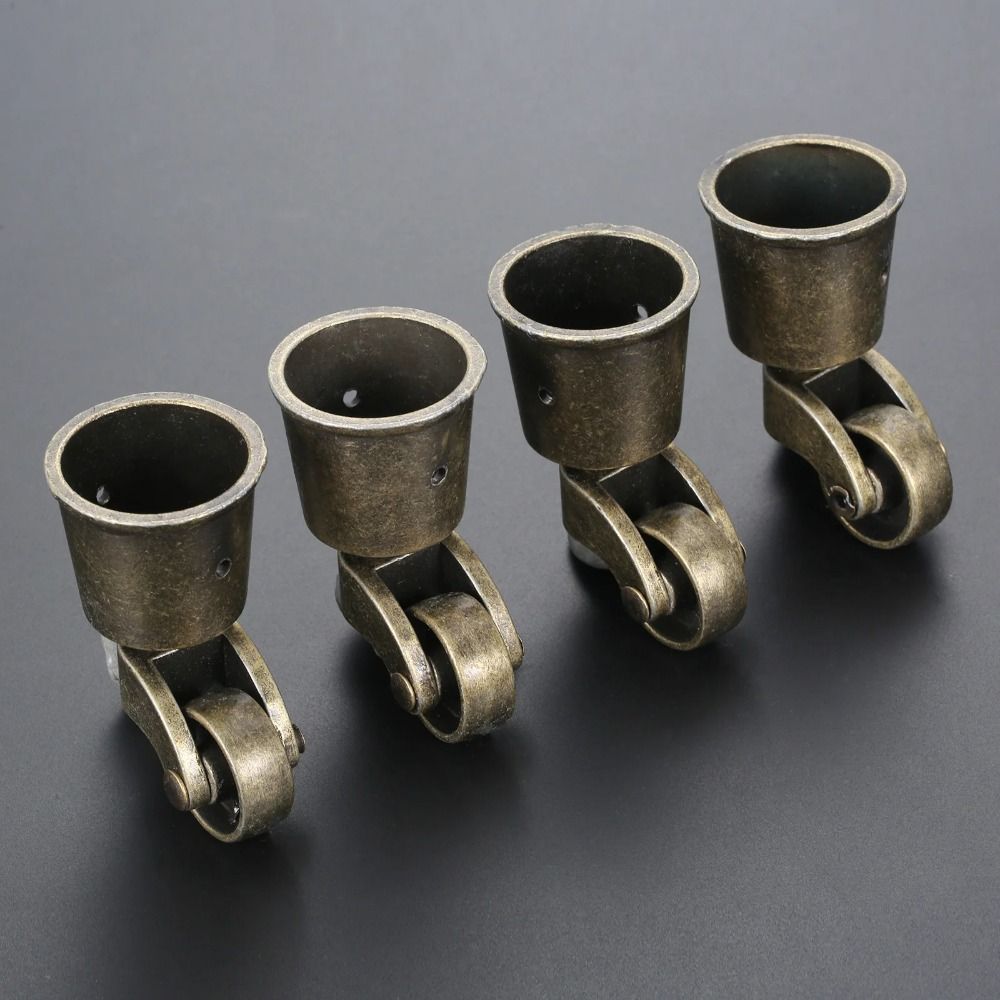 Set Of 4 Durable Round Cup Casters With A Matte End, Designed For Stability And Silent Operation, Ideal For Cabinets, , Tables, And Chairs