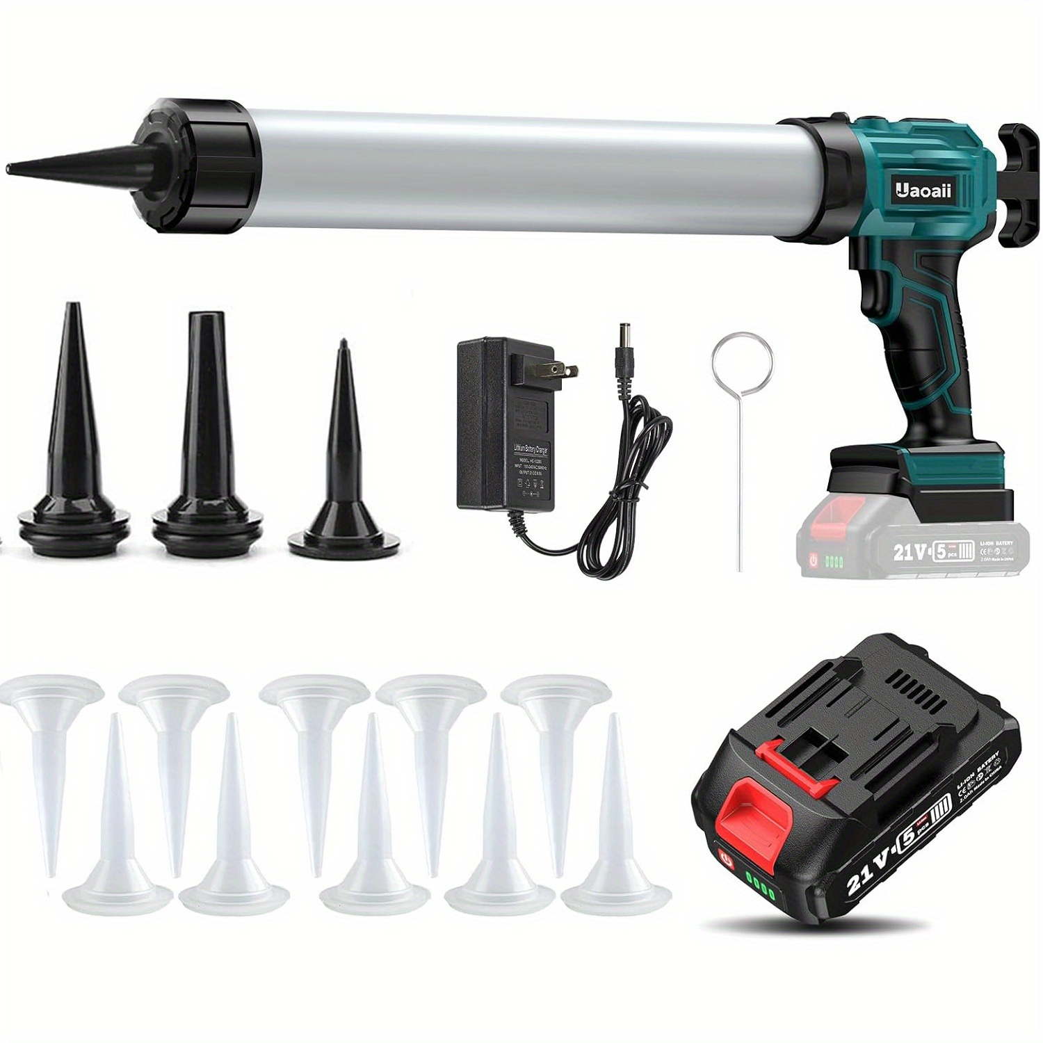 TEMU Uaoaii Electric Caulking Gun 4 Adjustable Speeds, Cordless Sausage Caulking Gun -20oz/ 600ml, Anti-drip, Battery Powered Bulk Caulk Guns With