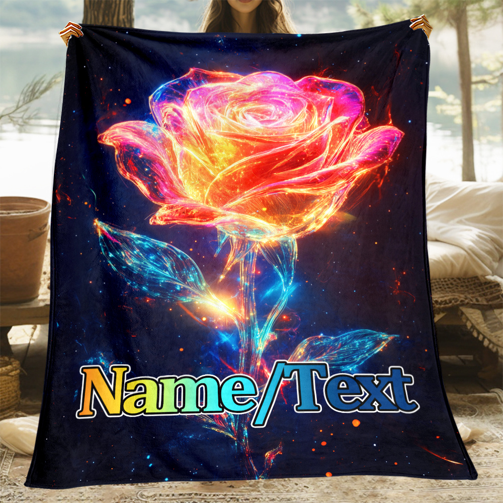 

Customizable Glowing Rose Flannel Throw Blanket - Polyester, No Electricity Needed, Featherless - Sofa, Bed, Bedroom, Living Room, Office, Couch, Chair, Camping, Picnic, Travel - Ideal Gift