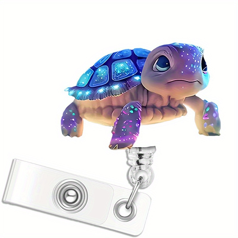 

1pc Turtle Flashing Badge Clip, With A Retractable Badge Scroll Holder, Id Clip For Nurses, Students, Doctors, Office Workers - Sturdy Name Tag Card Holder, Creative Decoration