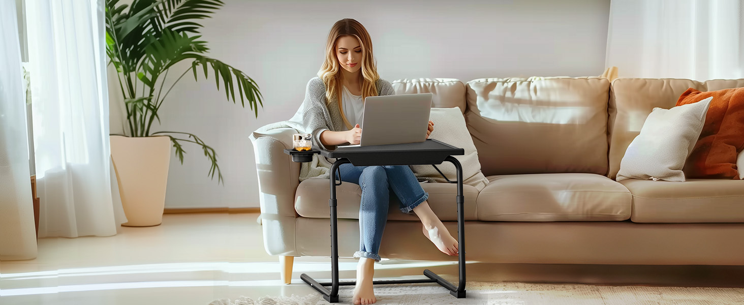 Big 2-Pack/ 1-Pack Adjustable Folding Table - TV Tray Table, 6 Adjustable Heights, 3 Tilt Angles, Suitable for Food Service Furniture And Restaurant Multifunctional Dining Table