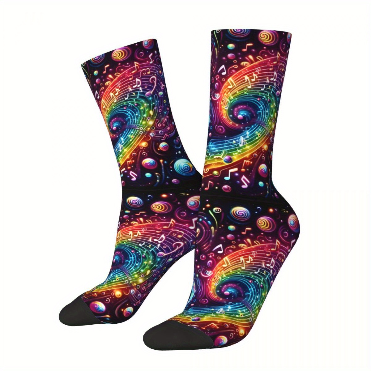 

1 Pair Of Vibrant & Knee-high Socks - Comfy Polyester With Elastane, Breathable & For Casual Attire, Hand Wash Recommended