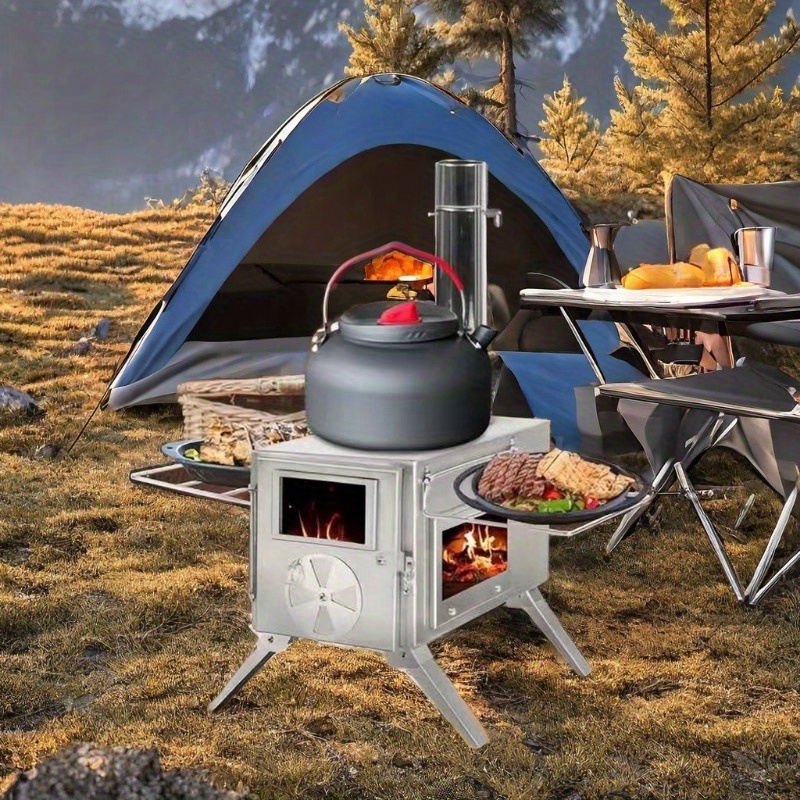 Tent Stove、ポータブルキャンプ用ウッド ストーブ、アウトドアクックアウト、 、旅行、 用の炭素鋼製 パイプ付き | Temu Temu  Japan