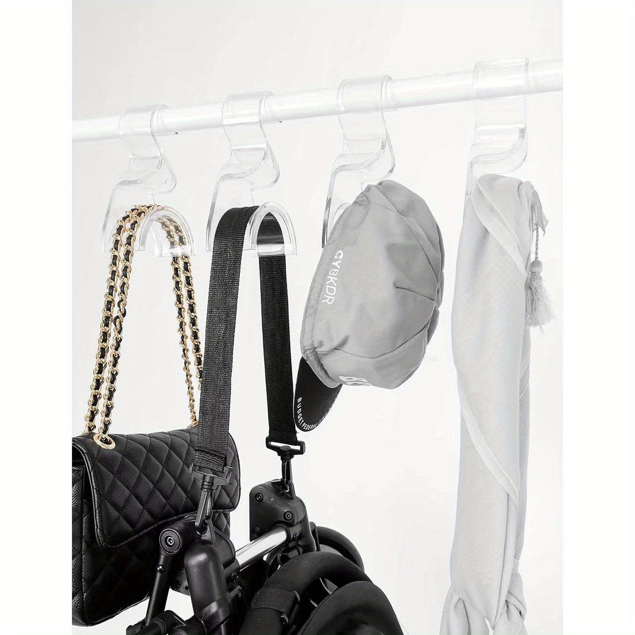 Space-Saving Clear Acrylic Handbag Hanger - Sturdy Purse & Hat Organizer for Closet, Dorm Storage Rack details 4