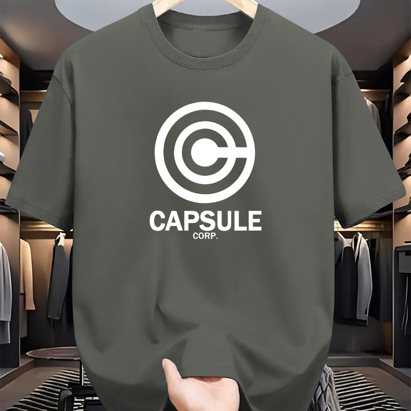 

T-Shirt Décontracté d'Été pour Hommes - Imprimé "Capsule Company", Design Cible Flèche, en Polyester, Col Rond, Coupe Confortable, Haut à Manches Courtes Élégant pour Adultes