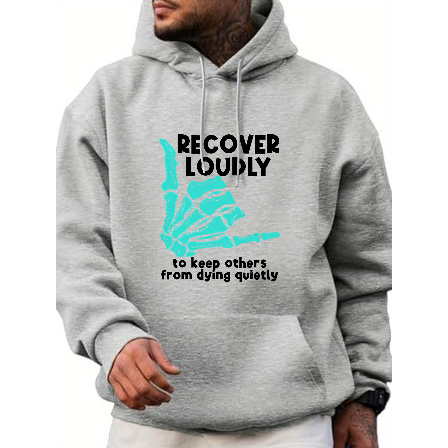 

's Casual Printed Hoodie, Knitted Polyester Fabric, , Autumn And Winter Season, "loud Recovery" Pattern Sweater