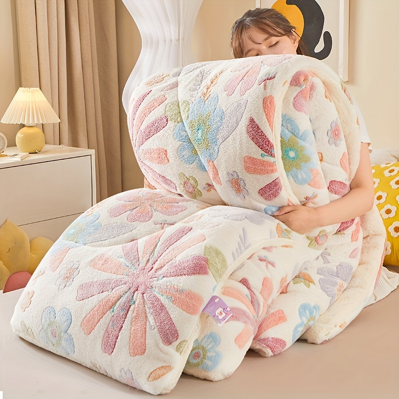 

Couverture en Fleece Florale - Couette en Velours Toute avec Remplissage en Microfibre, Lavable en Machine, Non-Fanant, Peluche, Poids Moyen, Idéal pour à Coucher et