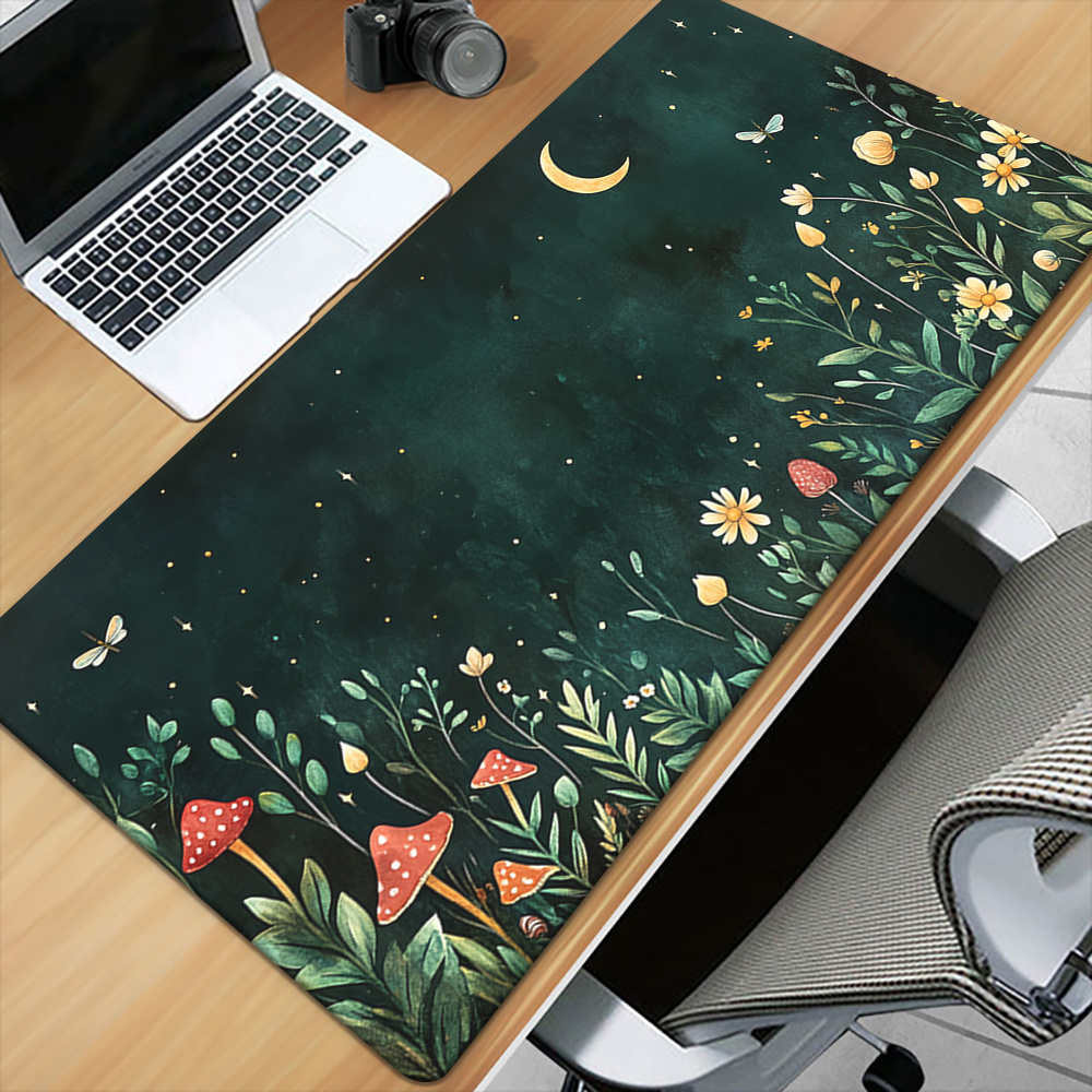 

1pc Green Bohemian Flowers Mouse Pad, 11.8x9.4 Inches, Natural Rubber Waterproof Anti-slip Office Computer Laptop Desk Mat, , No Feather, No Power Required