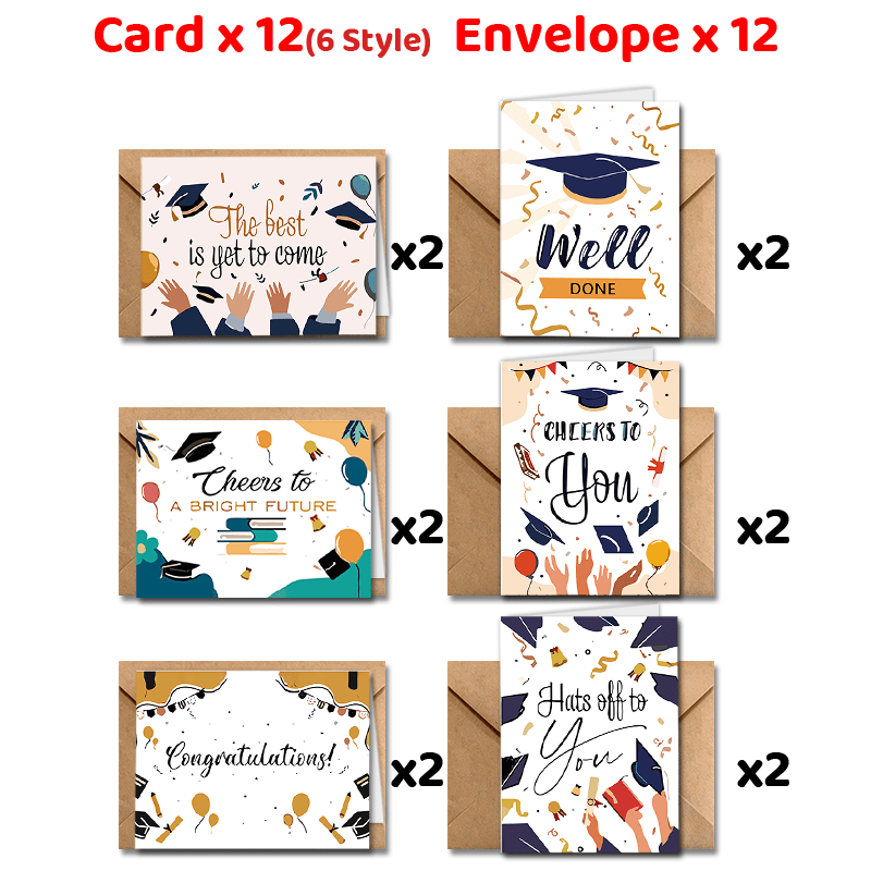 

24pcs Greeting Cards With Envelopes - Graduation, Thank You Notes & Appreciation , Teachers, Coworkers & Employees