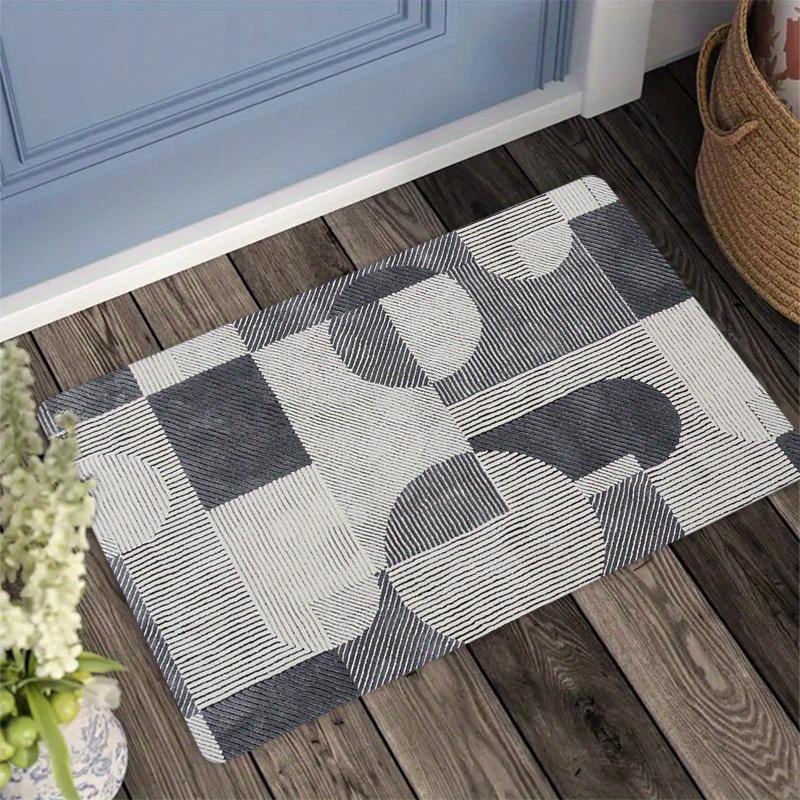 TEMU 1pc Jit1.1cm Thick Kitchen Floor Mat, Gray And Black Pattern Mat, Thickened, Non-slip, Wear-resistant, Suitable For Kitchen, Living Room, Porch,
