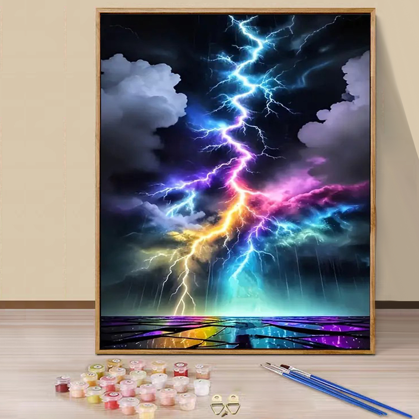 

Diy Paint By Numbers Kit For Adults - 16x20" Lightning Scene | & Acrylic Painting Set With Canvas, Brushes & Paints | Home | , Painting Supplies