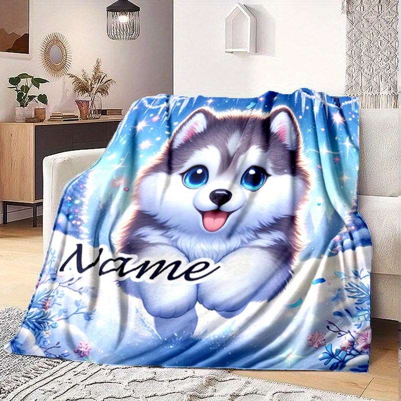 

1pc Customizable Dog Blanket Personalized - Fleece , , Polyester, For Napping, Camping, - For