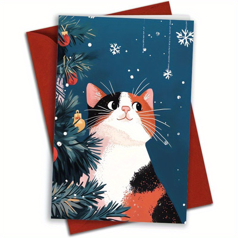 

1pc Cat Christmas , Greeting , , No Needed, Enthusiasts &