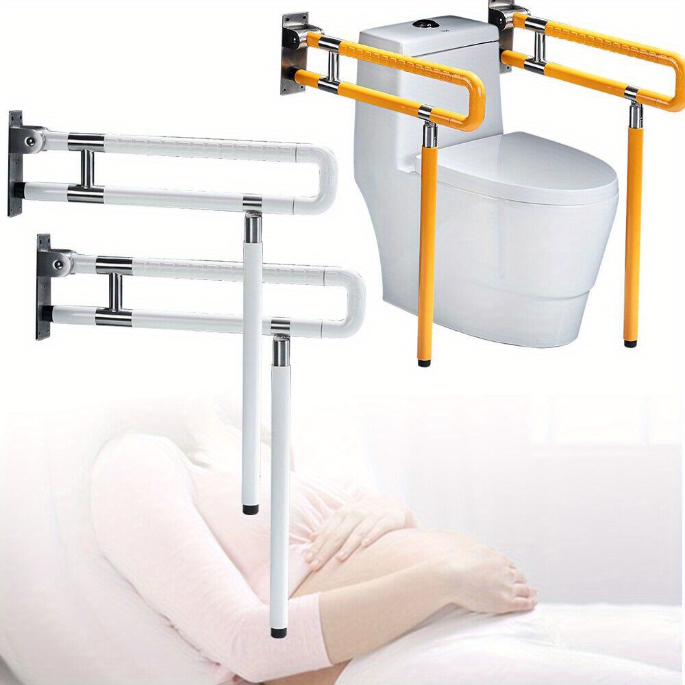 Image of 300kg Stainless Steel Toilet Handrail Folding Handle Stand Up Support Handle - Durable And Smooth For And Stability.