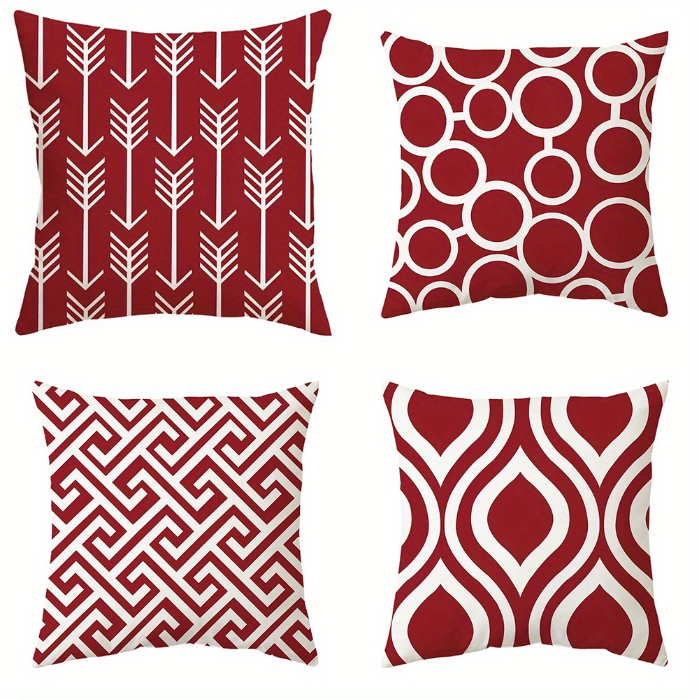 

4- Red Pattern , 100% , Zippered Cushion , , Pillowcases For Sofa, All ,