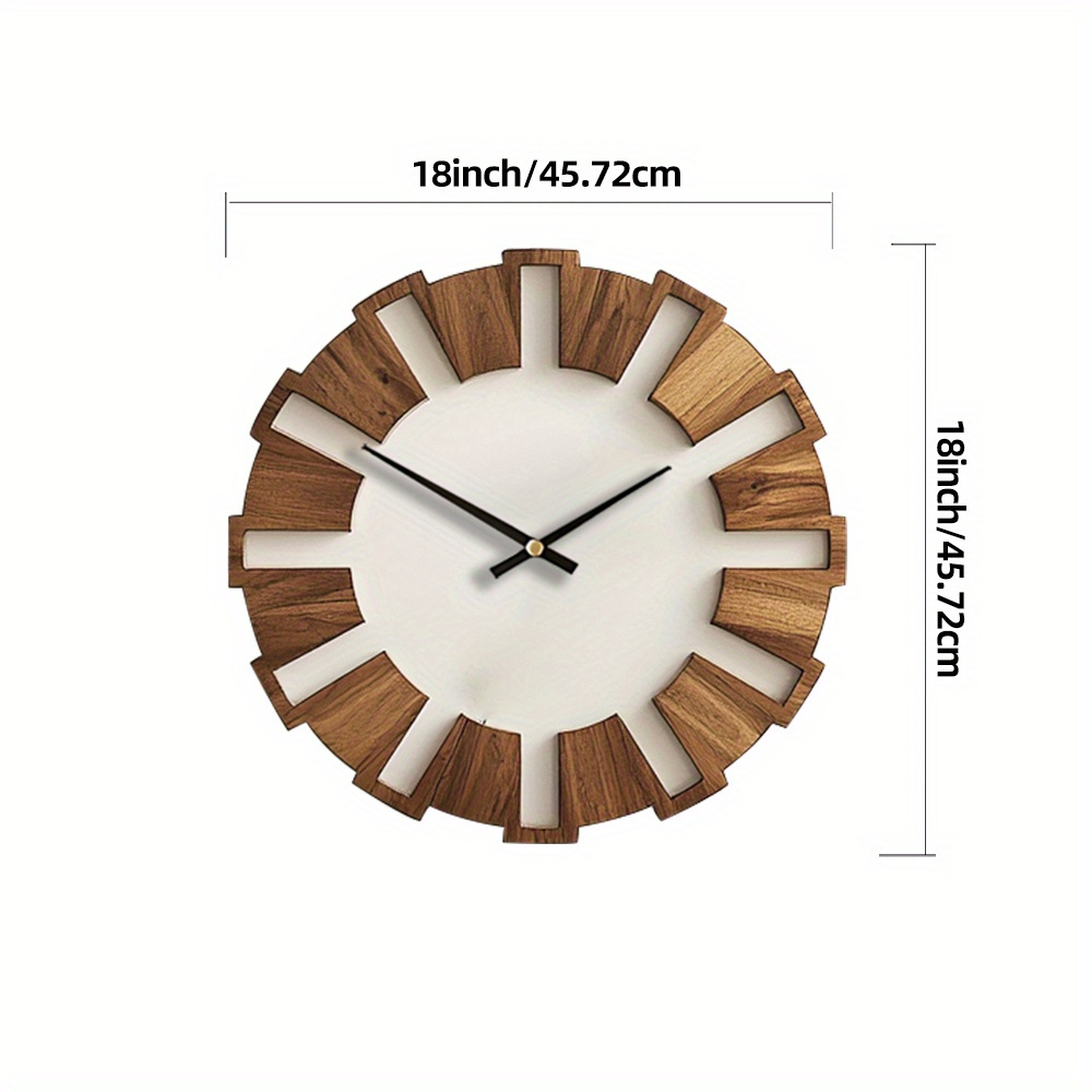 Image of Decorative Wooden Round Wall Clock Artistic Silent Clock Battery Operated Decor For Home 14 16 18 Inch Vintage Wooden Clock For Home Decor For Kitchen, Living Room, Bedroom, Office