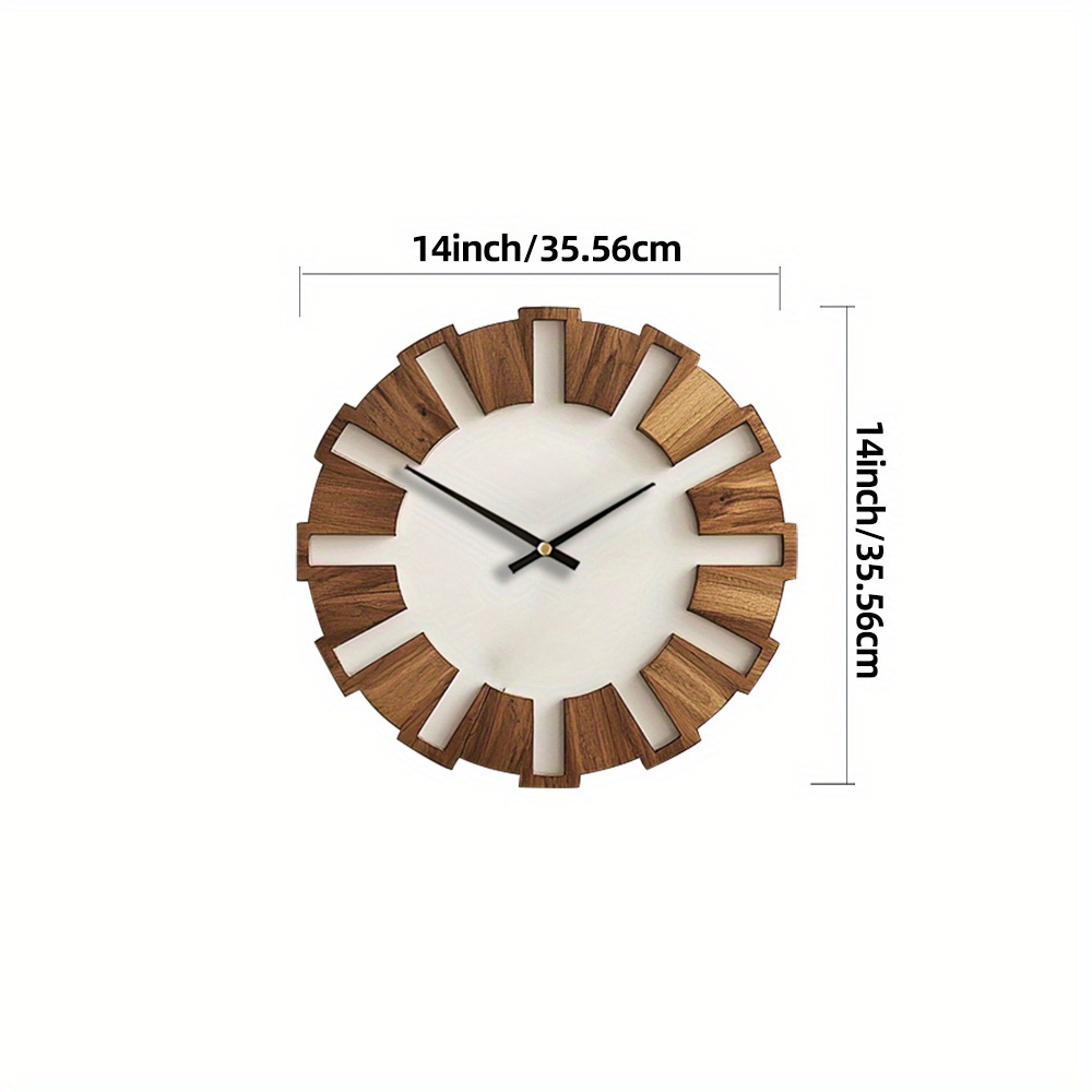 Decorative Wooden Round Wall Clock Artistic Silent Clock Battery Operated Decor for Home 14 16 18 Inch Vintage Wooden Clock for Home Decor for Kitchen, Living Room, Bedroom, Office