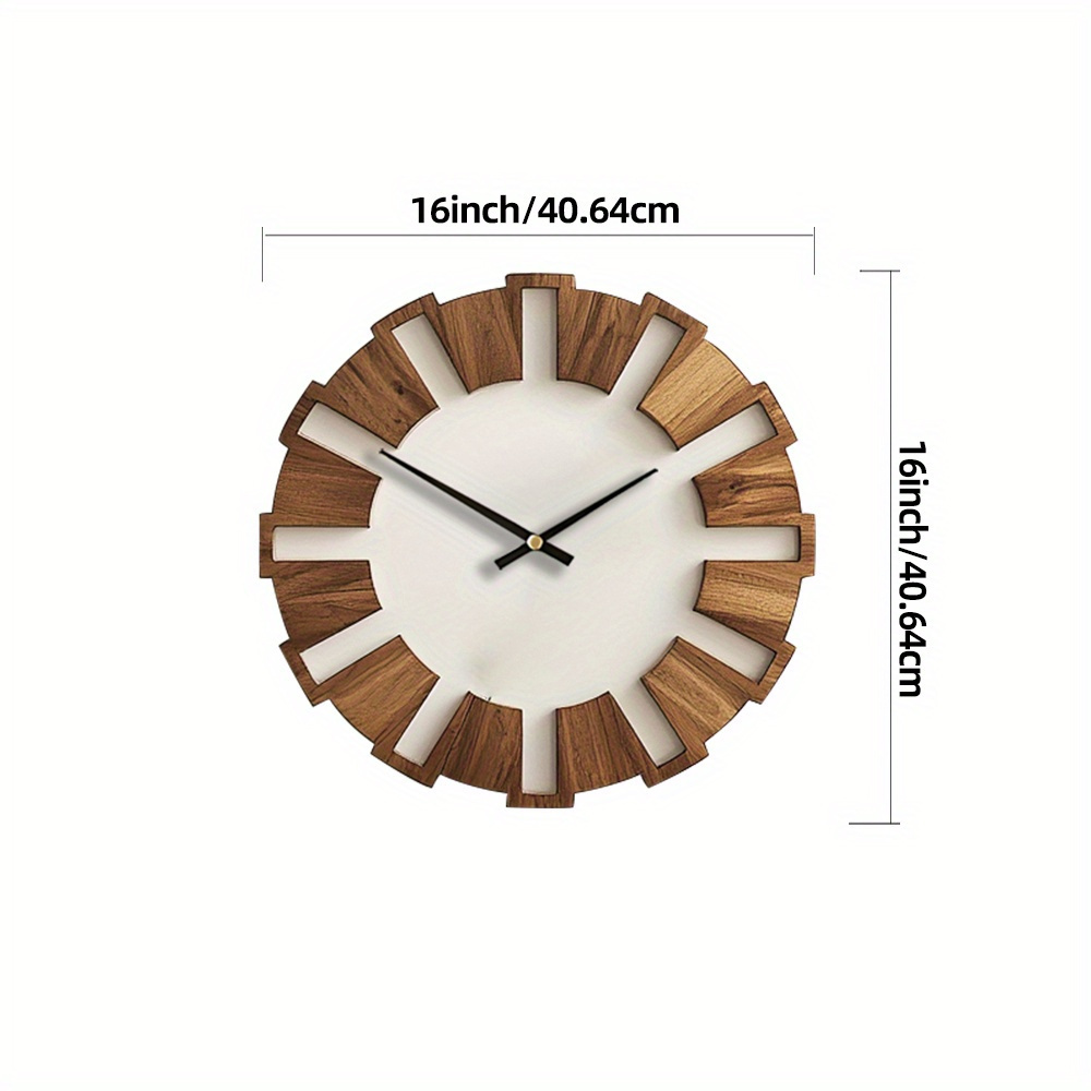 Decorative Wooden Round Wall Clock Artistic Silent Clock Battery Operated Decor for Home 14 16 18 Inch Vintage Wooden Clock for Home Decor for Kitchen, Living Room, Bedroom, Office