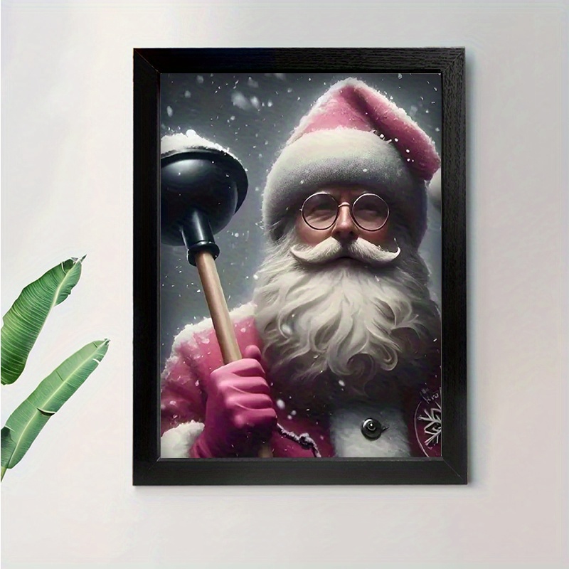 

1pc Black , The Santa Claus Wood Frame Canvas Prints Poster, Ready To Hang, Birthday Party Decor, New Year Halloween Christmas Easter Gift, Room Office Wall Decor, Perfect Gift And Home Decor