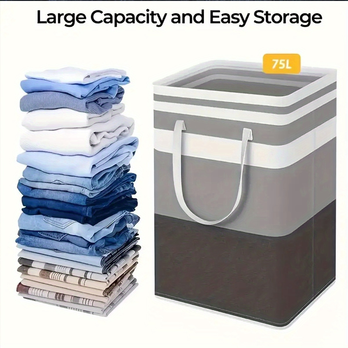 extra large waterproof laundry hamper collapsible freestanding clothes toy basket with extended handles for dorms and families details 9