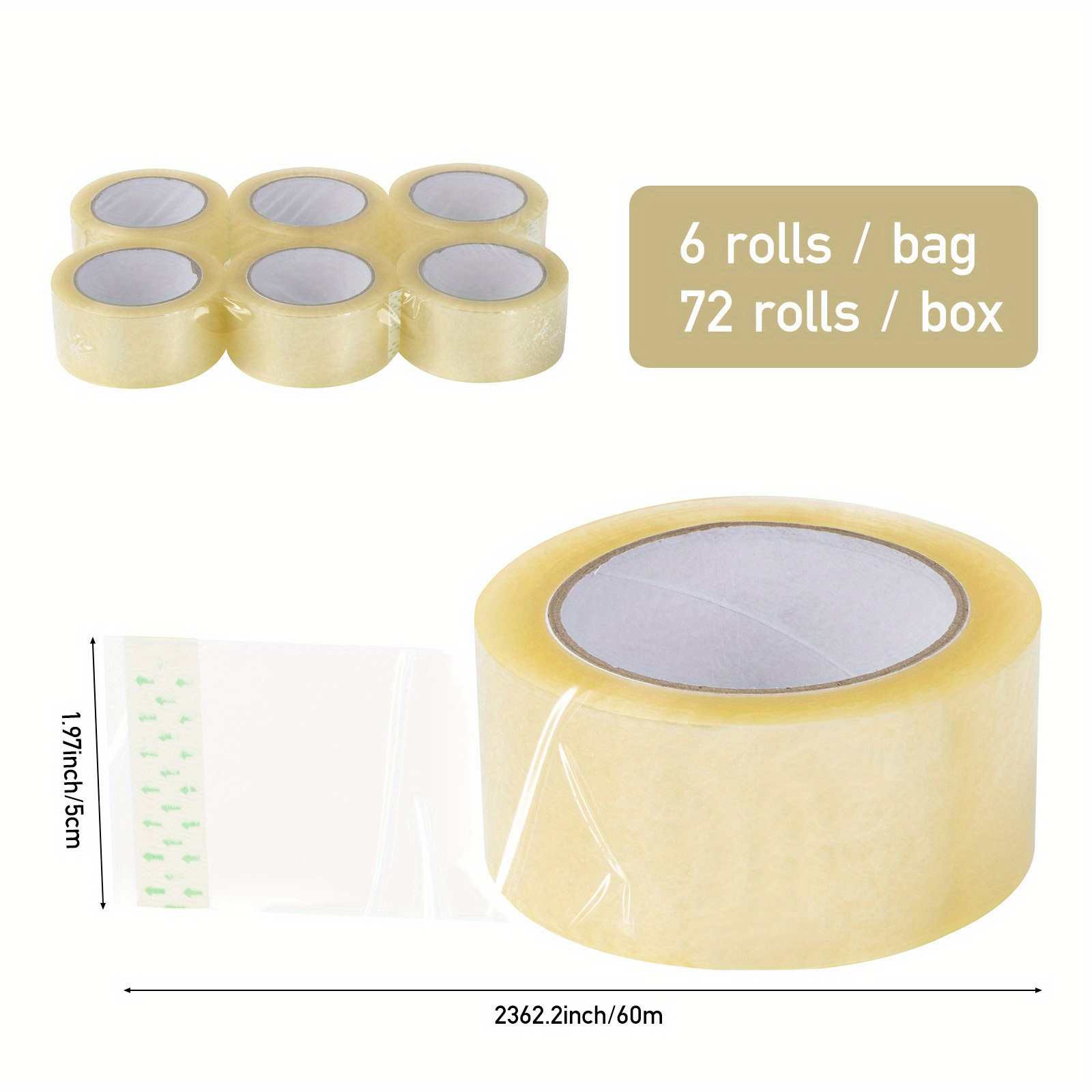 TEMU 6pcs Packing Tape Secure Sticky Sealing Tape For Boxes Cartons Postage 5cm*60m Clear Packing Carton Sealing Tape