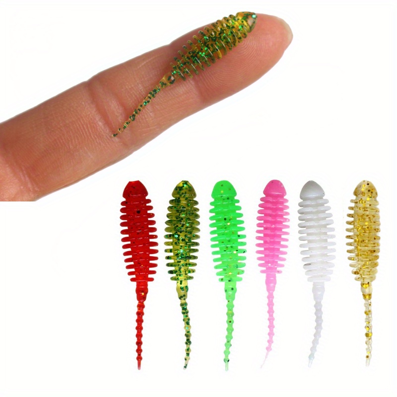 

30pcs Mini Needle Tail Soft , 35mm 0.3g Rubber Screw Thread Simulation Artificial Worm Lure, Mixed Color, Fishing Tackle