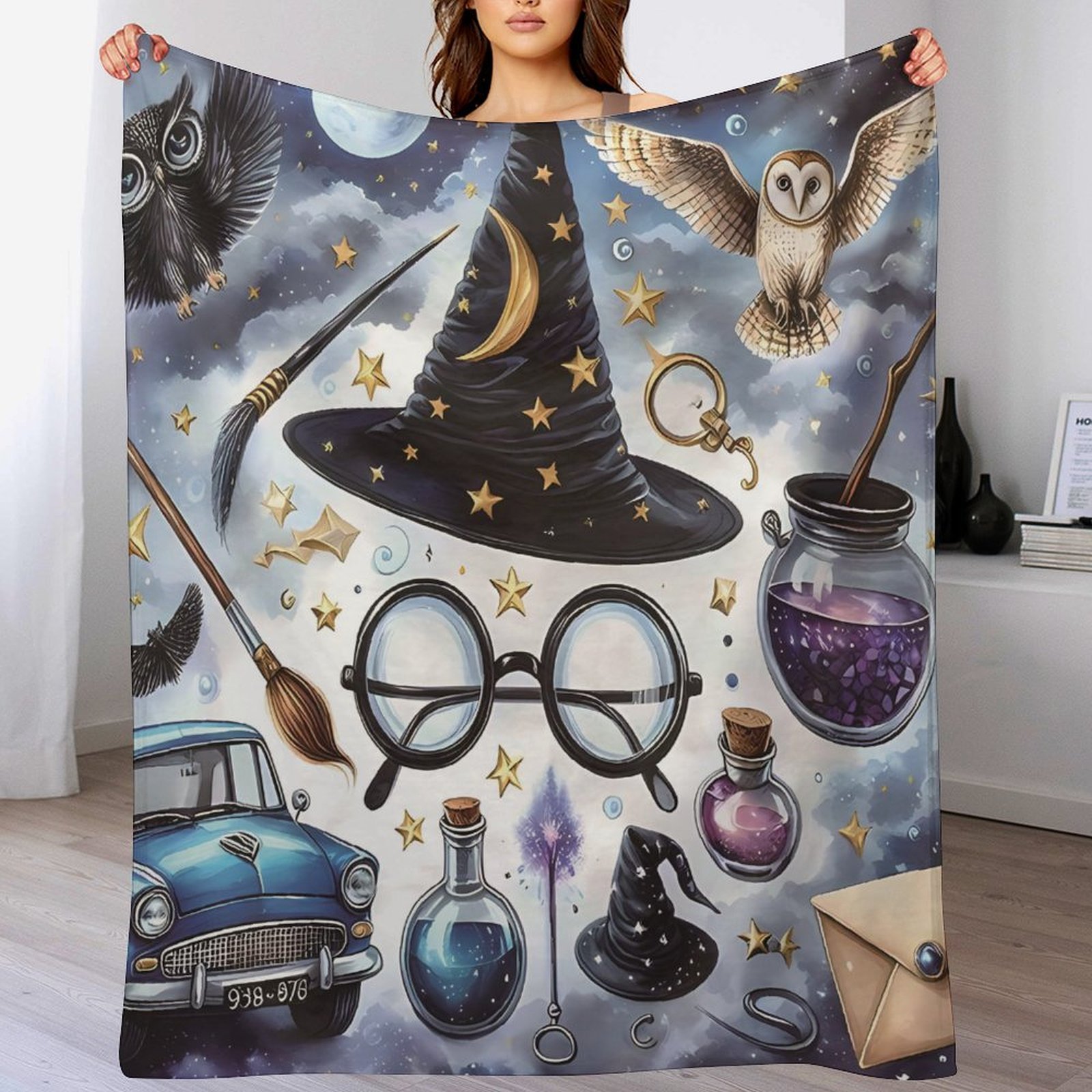 

Hat Pattern Blanket, Hat Blanket For Sofa Bed, Suitable , Halloween Christmas For Adults And Children