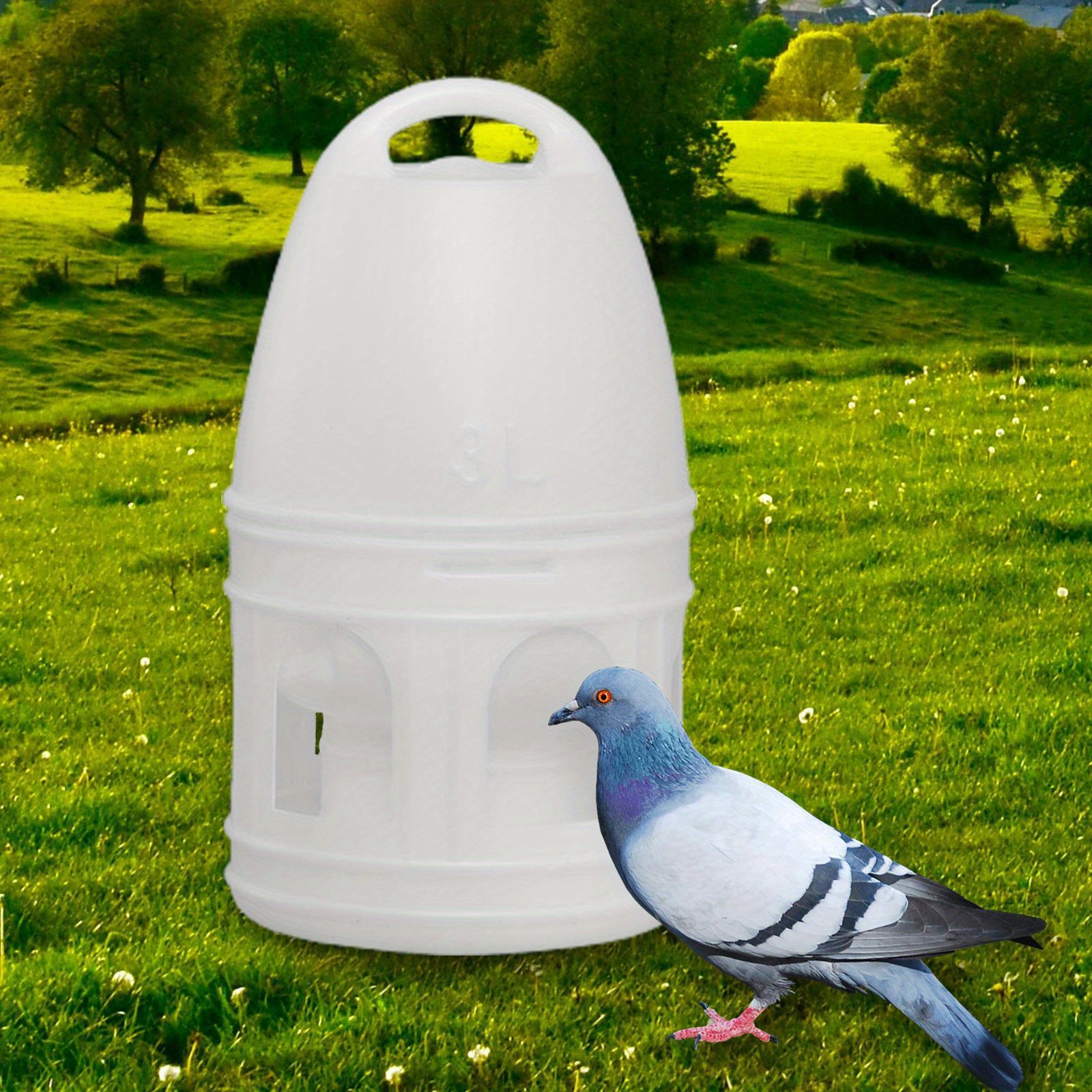 

3l Large Capacity Drinking Fountain, Automatic Waterer For Parrots And Racing Pigeons, Thickened Plastic Pet Supply, , White