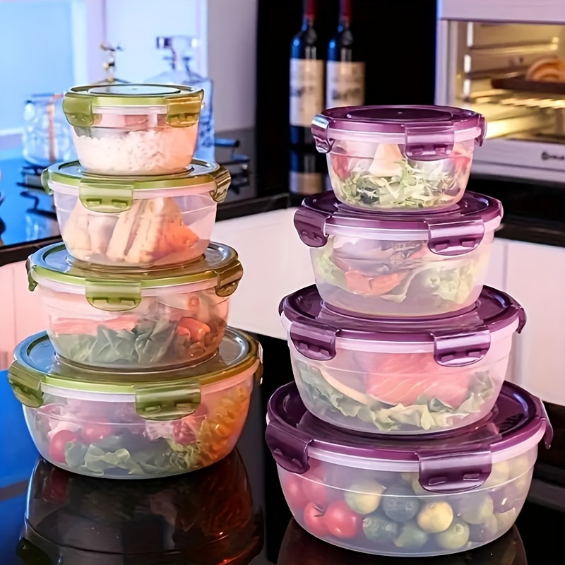 stackable kitchen storage containers with lids leakproof food organizer set for fridge microwave safe plastic freshness keeper for fruits vegetables   home and office use details 1