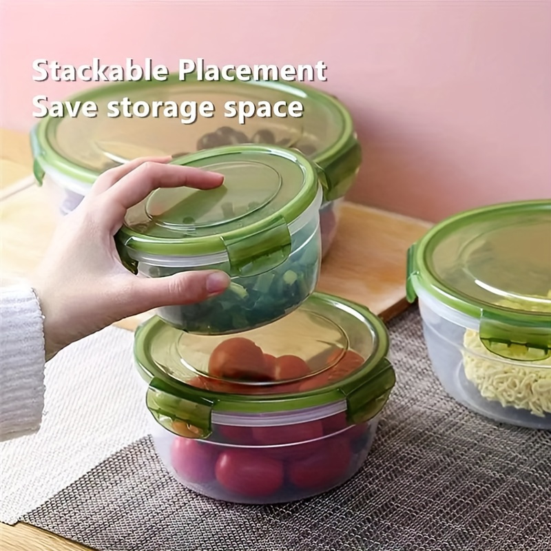 stackable kitchen storage containers with lids leakproof food organizer set for fridge microwave safe plastic freshness keeper for fruits vegetables   home and office use details 2