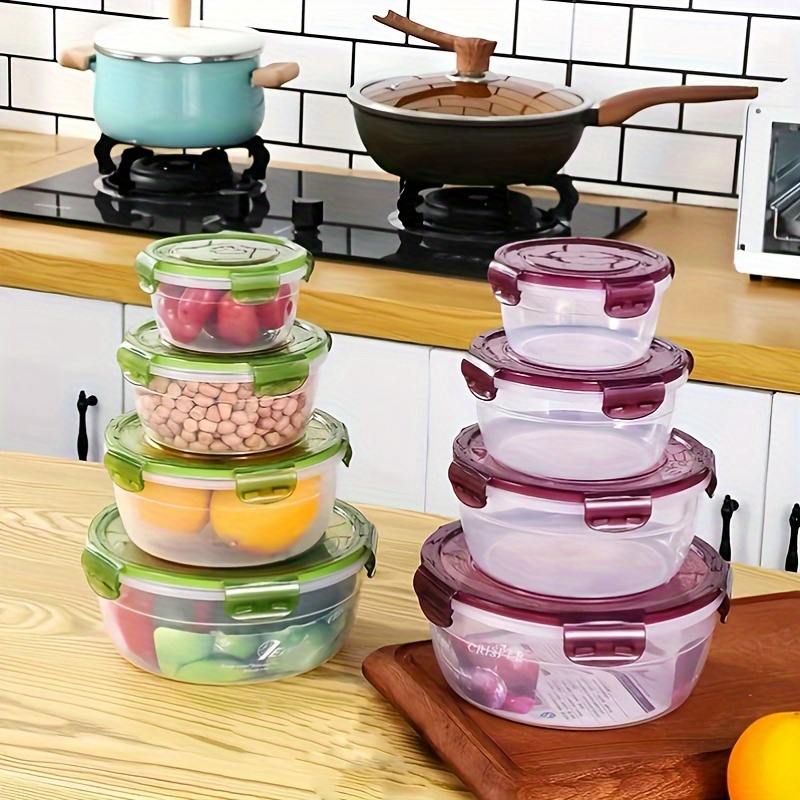 stackable kitchen storage containers with lids leakproof food organizer set for fridge microwave safe plastic freshness keeper for fruits vegetables   home and office use details 5