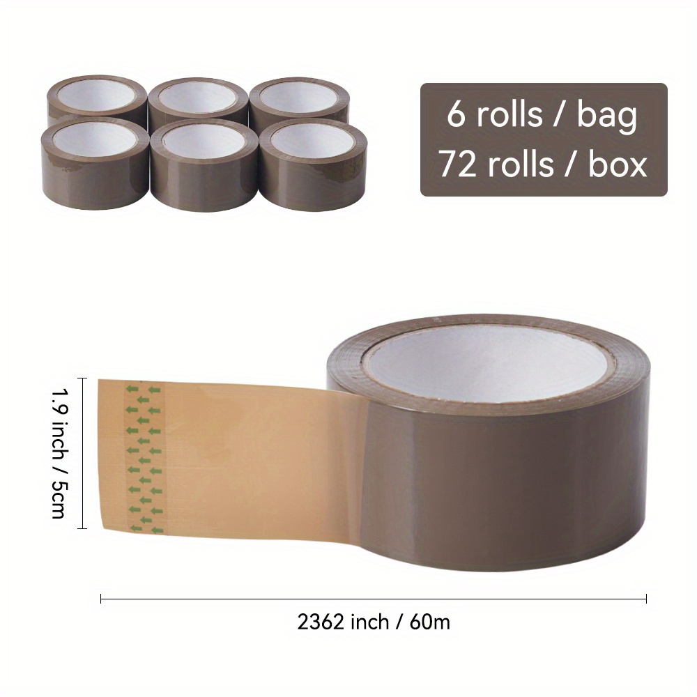 TEMU 6pcs Brown Packing Carton Sealing Tape Packing Tape Secure Sticky Sealing Tape For Boxes Cartons Postage 5cm*60m