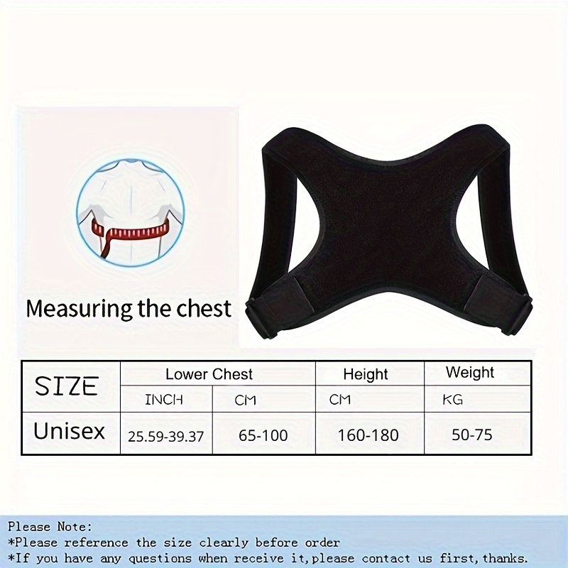 1pc   adjustable posture   comfortable polyester shoulder back support brace for   posture invisible under clothing suitable for work study driving running black details 2