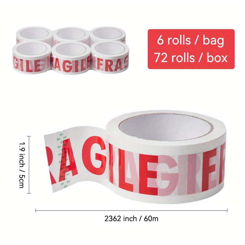 TEMU 6 Rolls Parcel Tape Packing Tape With Letters Packing Carton Sealing Tape Secure Sticky Sealing Tape For Boxes Cartons Postage 5cm*60m Box