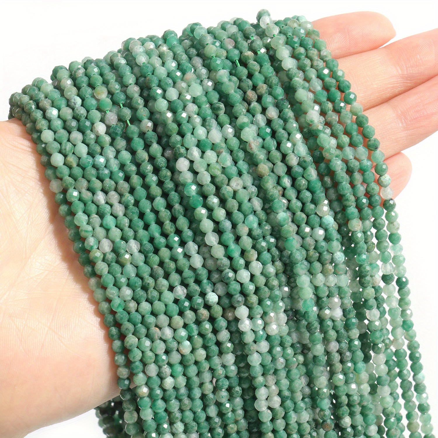 TEMU Emerald Stone 2/3/4mm - Spacer For Diy Bracelets & Necklaces, Jewelry Making Craft Supplies