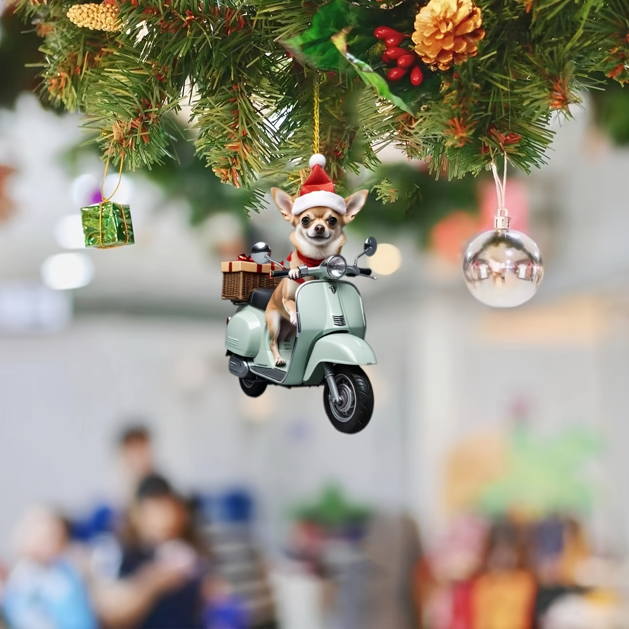 

Dog On Christmas Ornament - Hanging Decoration For Car, & Parties