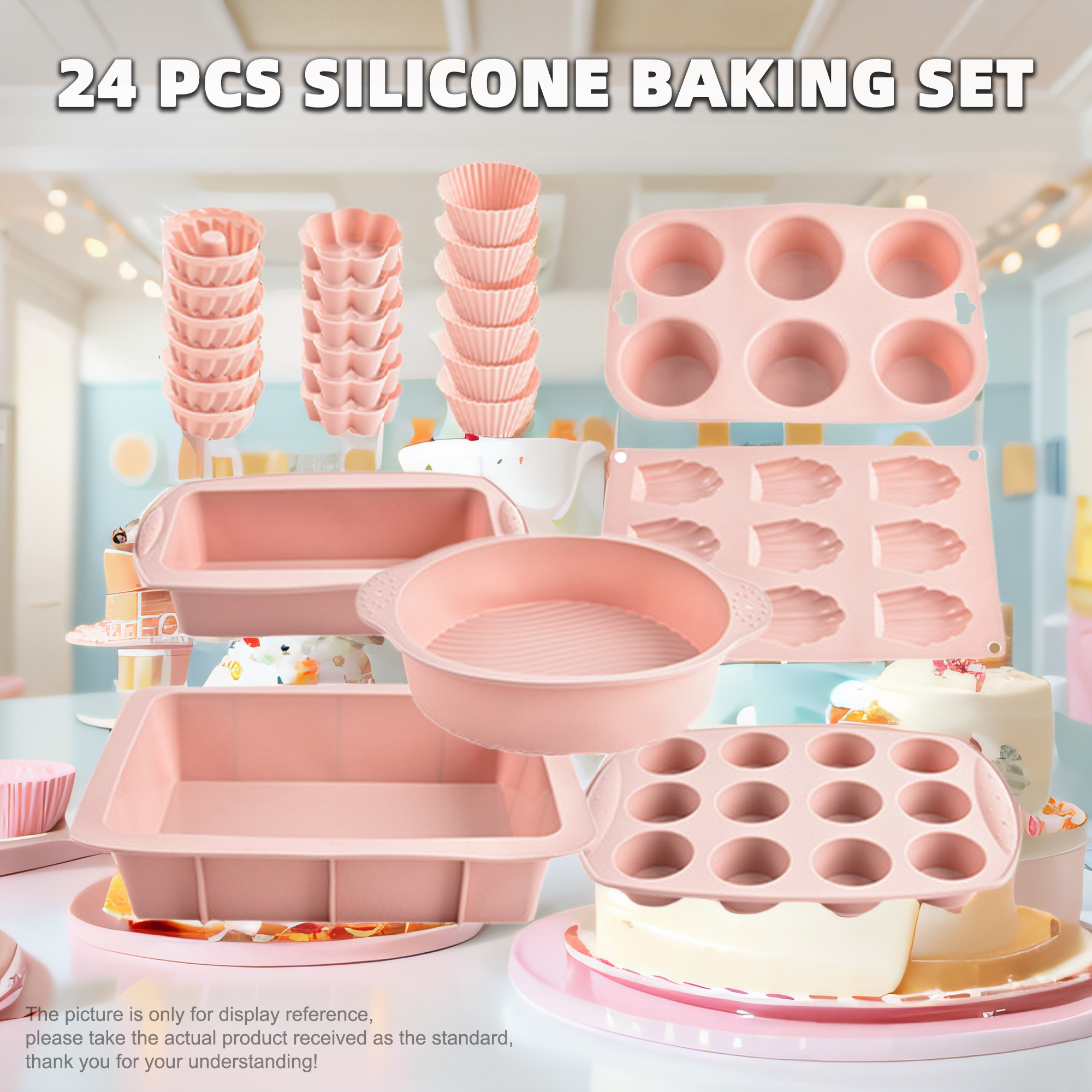 Cake Mold 12 Inch Cake Tin 24pcs Silicone Baking Mold Set *: 18