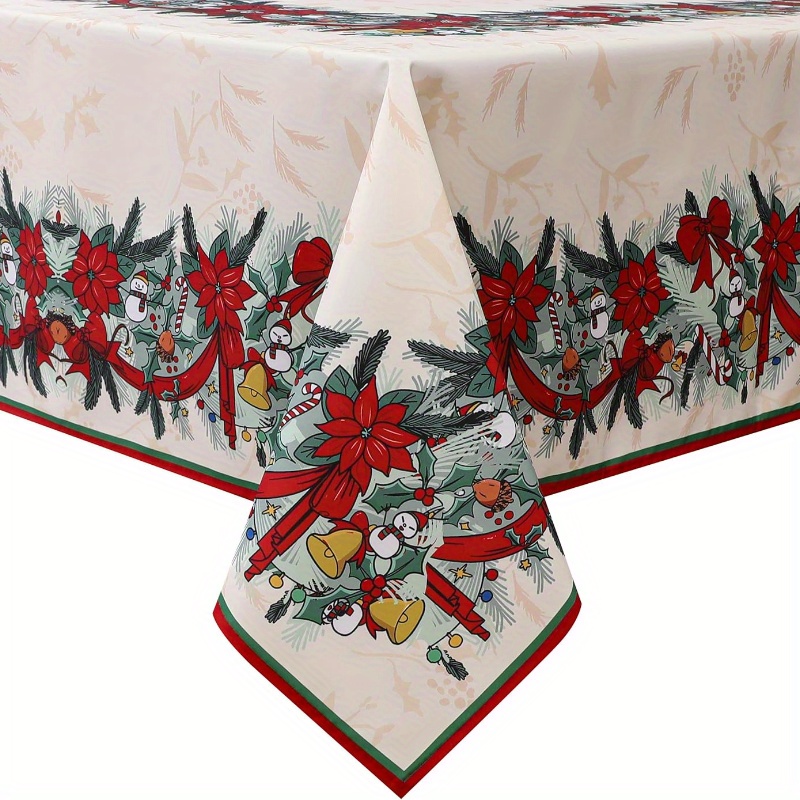 

Christmas Tablecloth And Pattern, Rectangle Table For And Parties, Kitchen, And Dining Decor - , 100%