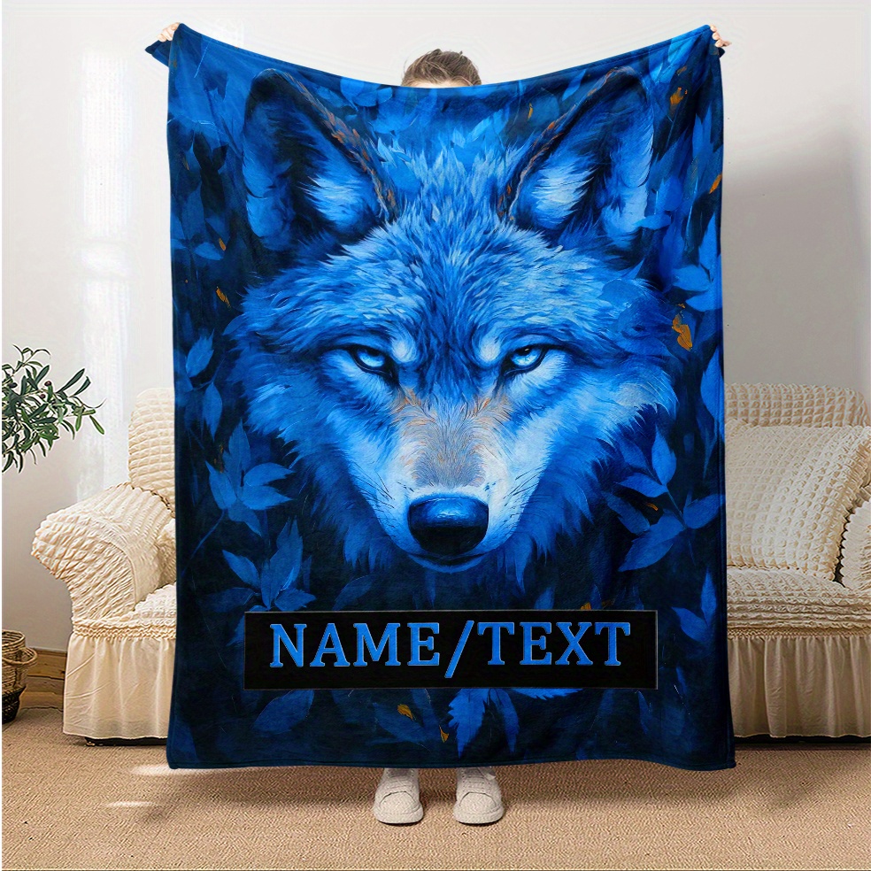 

Customizable Wolf Blanket - 1pc, For Sofa, Bed, , , , Camping, - Polyester, No Needed, Featherless - Unique For