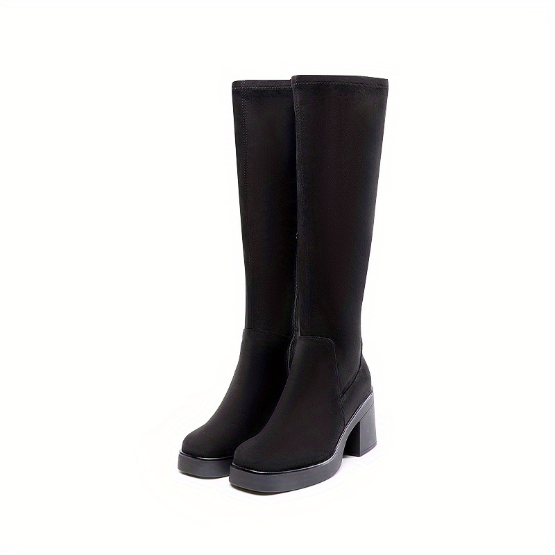 

Women's Suede Knee-high Boots Comfortable Chunky Heel Riding Boots Fall Boots Tall Boots - Non-slip, , Sleek - For Office, Hitting Up A Party, Or Shopping, For Any Outfit, Autumn Winter Boots