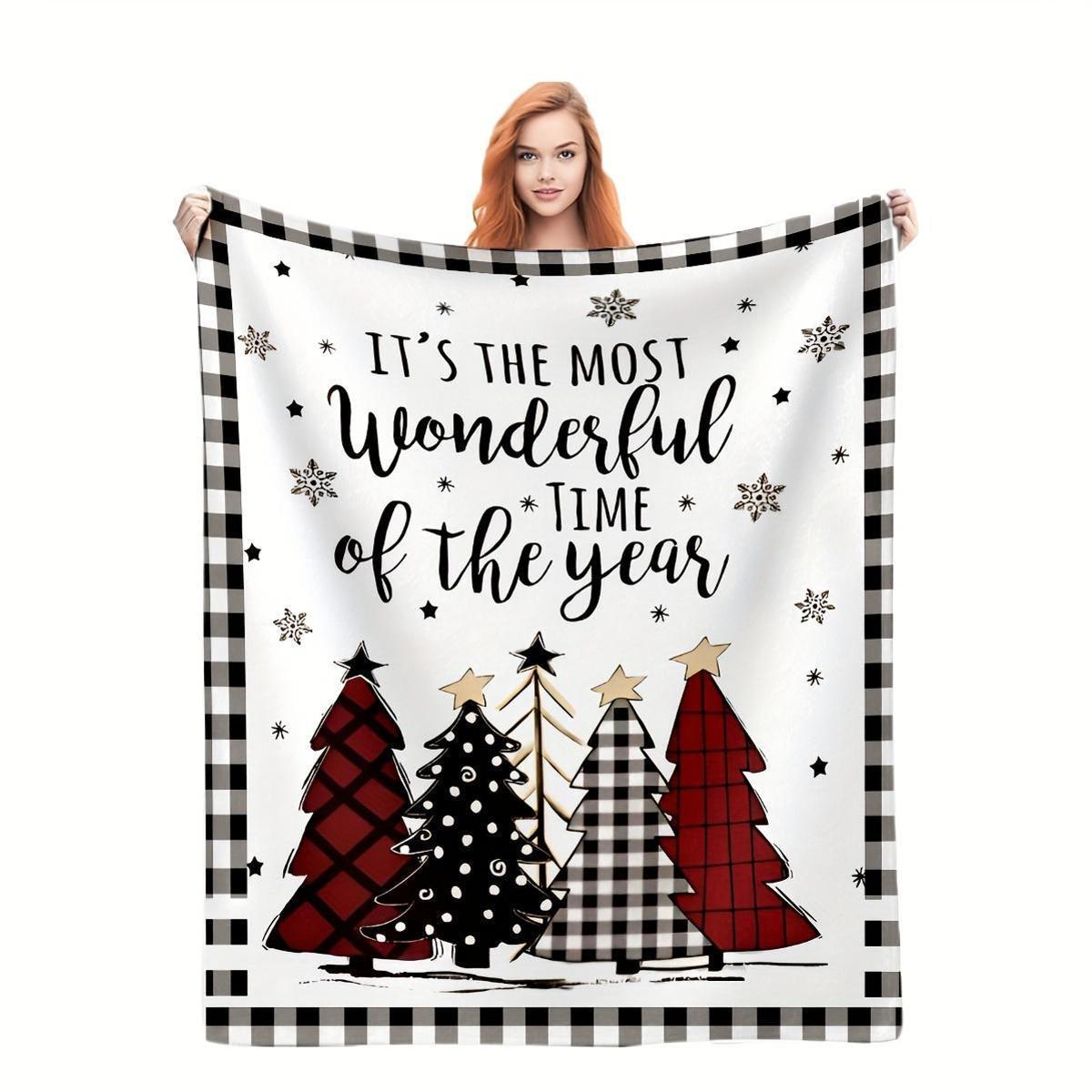 

Christmas Tree Pattern Blanket-, And Multifunctional, Suitable For Sofa, , Bed, Camping|