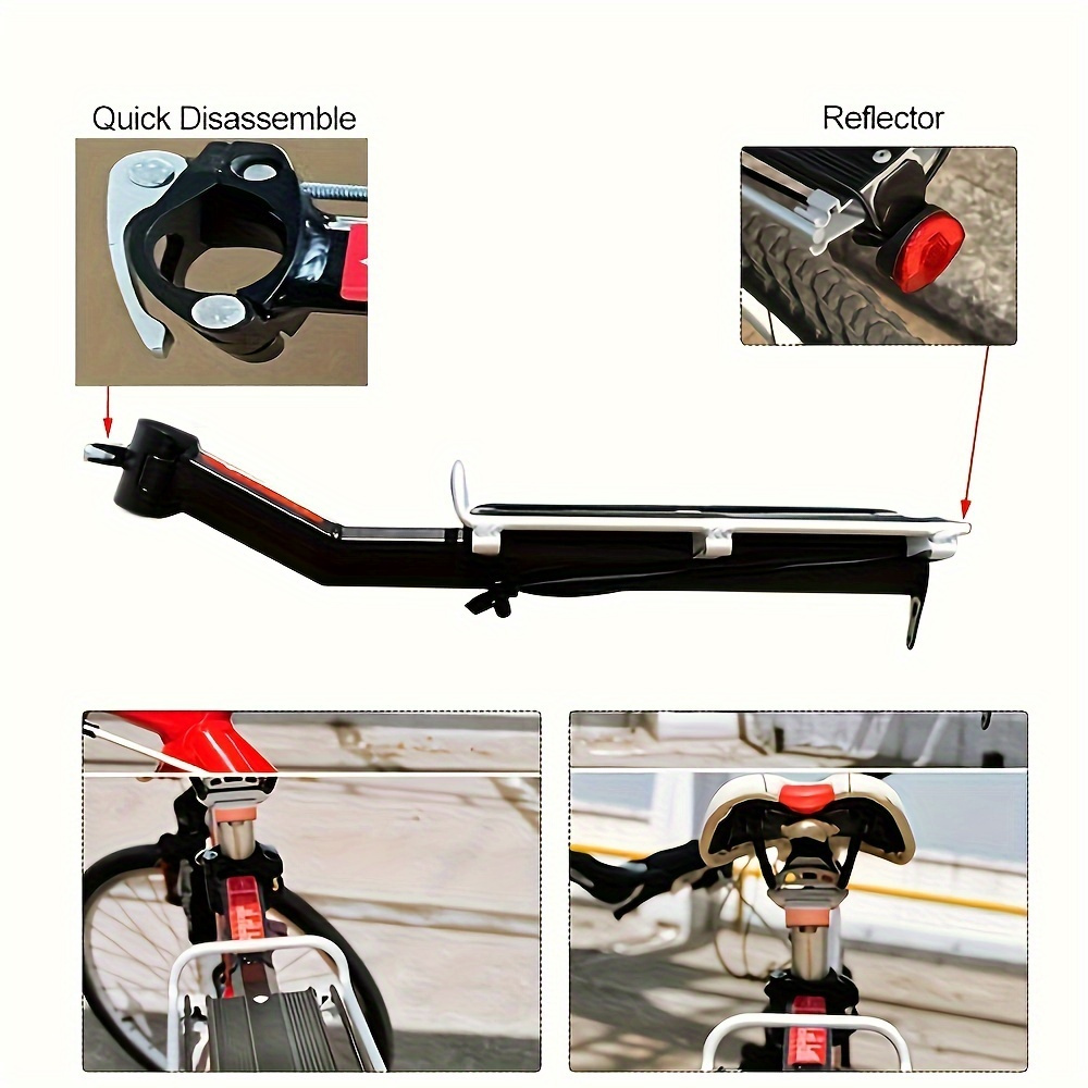 sturdy aluminum alloy bike rear seat shelf rust resistant black luggage rack for all bicycles cycling storage solution sleek black durable bike accessory bike rack Product details 0